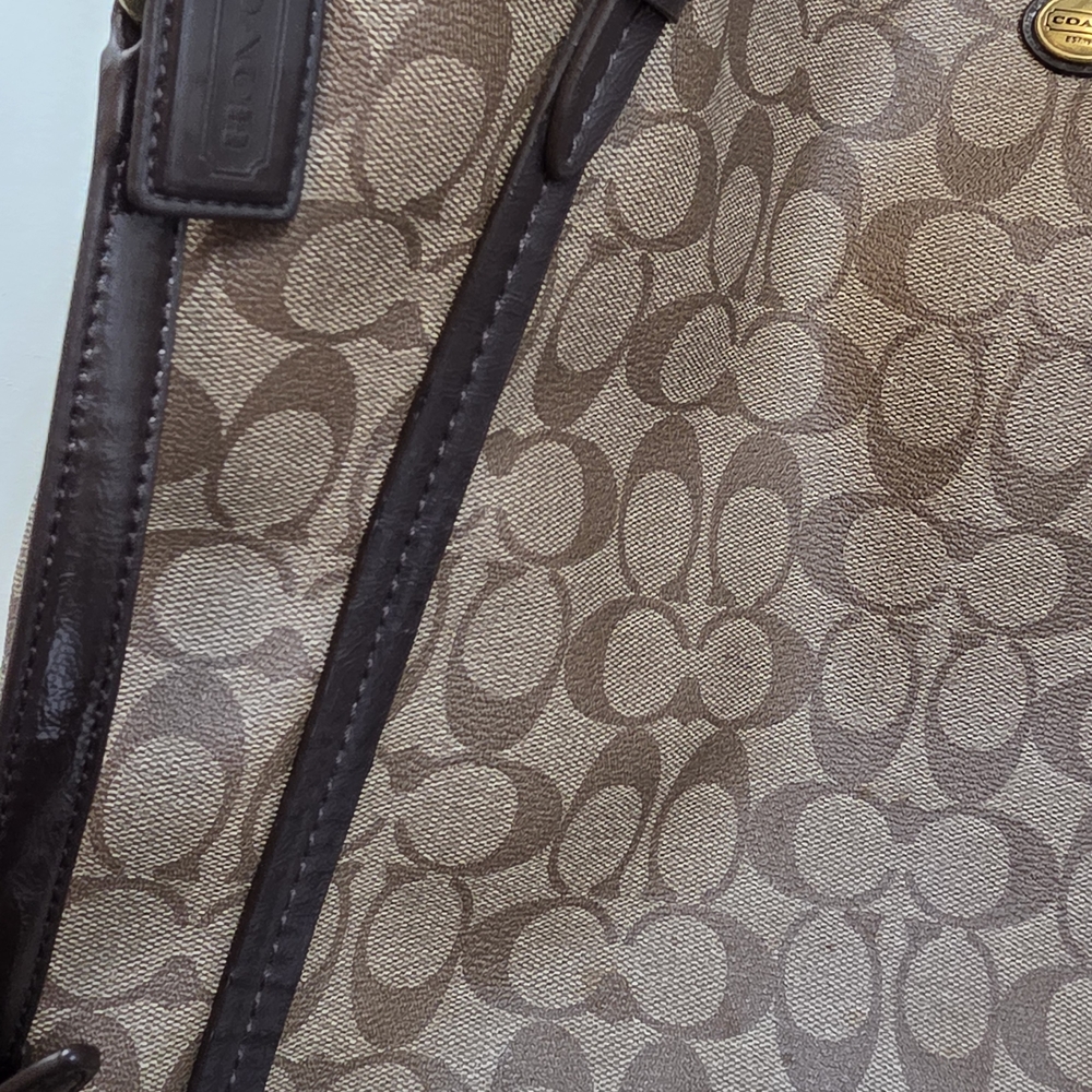 Coach Tan and Brown Signature Tote - Picture 2 of 8